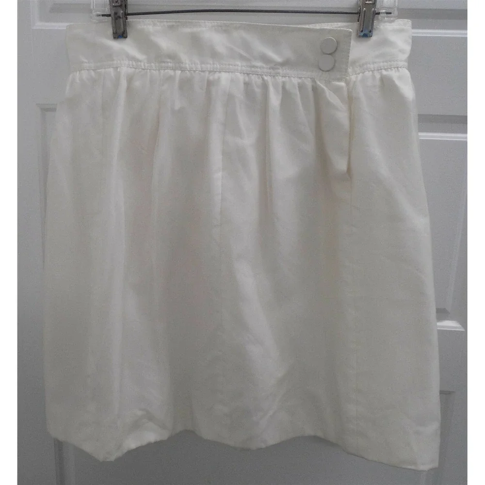 New Chanel White Cotton Blend Full Skirt sz 44 Italy